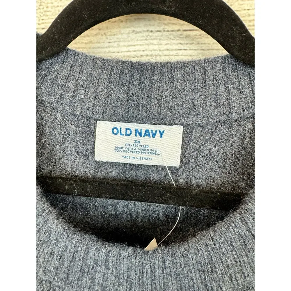 Old Navy Plus Size Blue Ruffle Knit Relaxed Sweater Size 3X